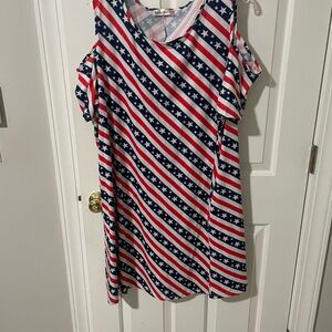 Patriotic Striped Dress with Stars